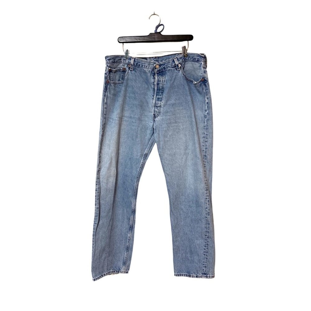 Levis 501 Button-Fly Light Wash Denim Jeans W40 L32 Vintage Straight-Leg USA Mad